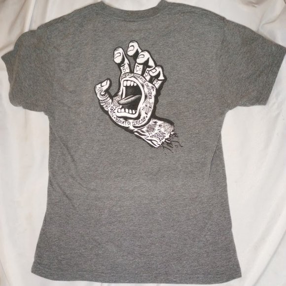 ---Santa Cruz “The Original” Screaming Hand grey T-shirt sz MEDIUM - Picture 5 of 6